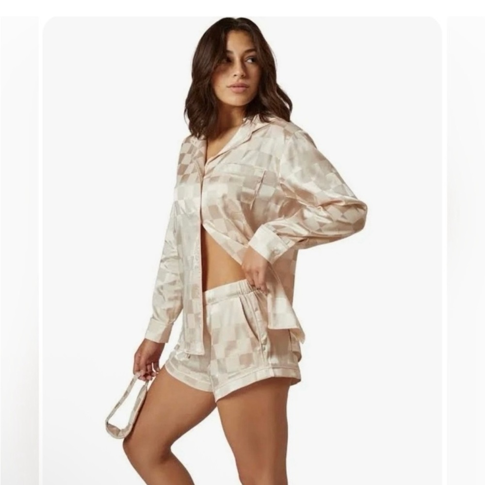 REVOLVE Plush Cream Checkered Women's Pajama Set